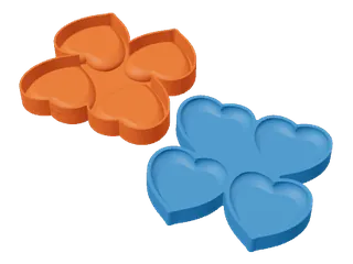 Flexible tray: A printed master for a silicone tray, for ice and chocolate.