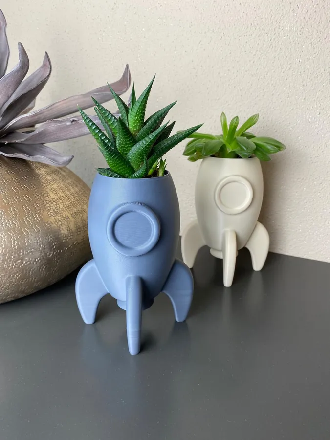 Rocket succulent planters, printed straight from the Planter tool.